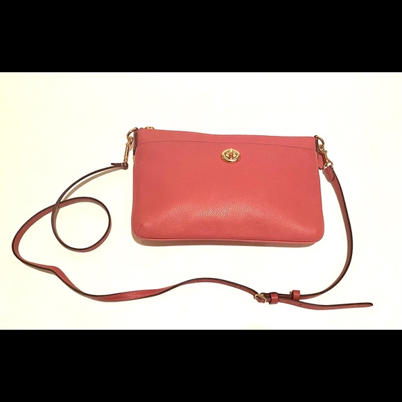 Coach Polly Pink Rouge Pink Pebbled Leather Crossbody Bag C3376 - Picture 4 of 11